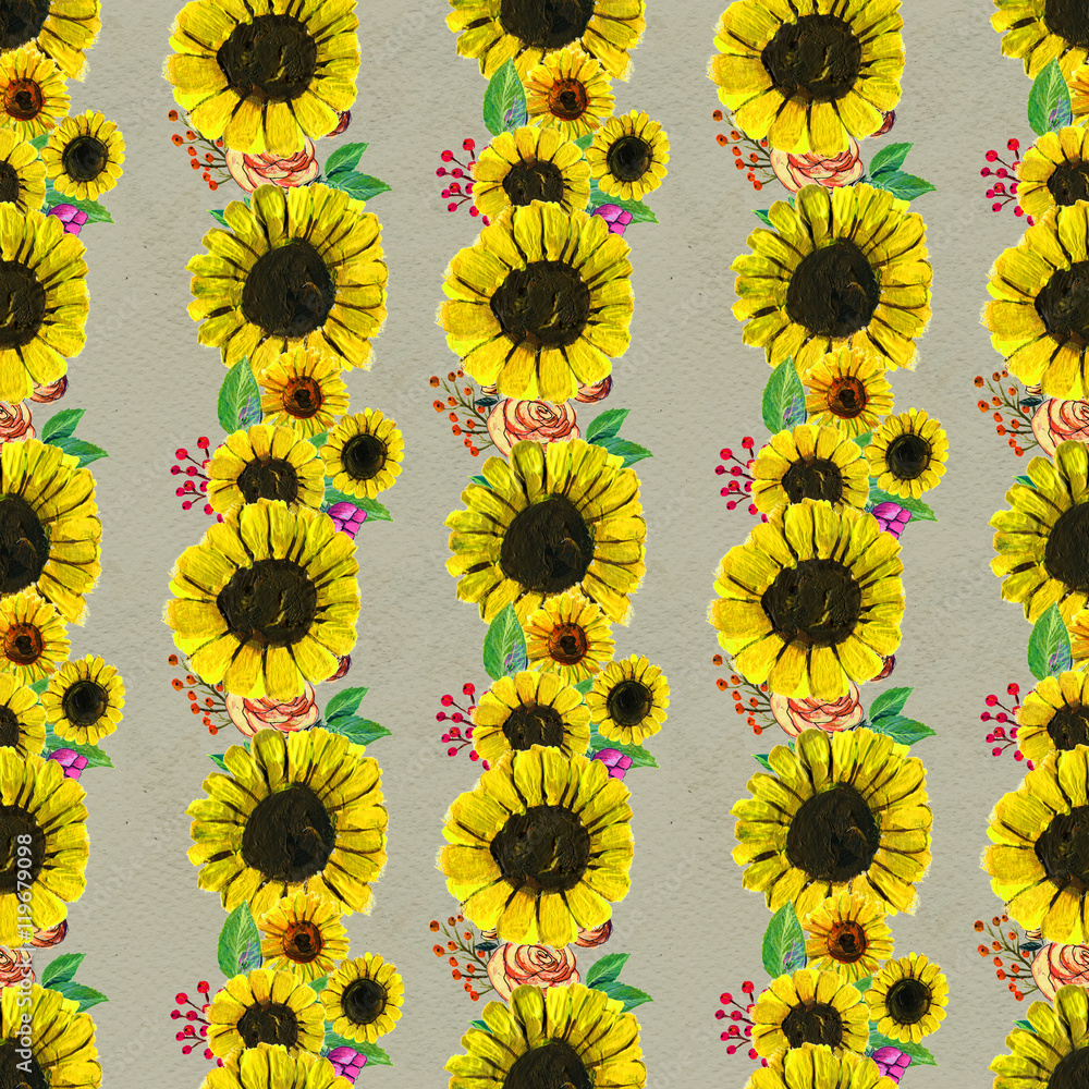 Fototapeta premium Seamless pattern with sunflowers
