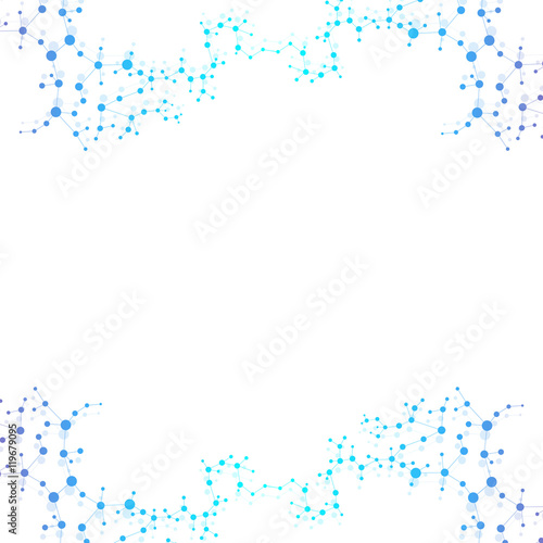 Structure molecule and communication Dna, atom, neurons. Science concept for your design. Connected lines with dots. Medical, technology, chemistry, science background. Vector illustration.