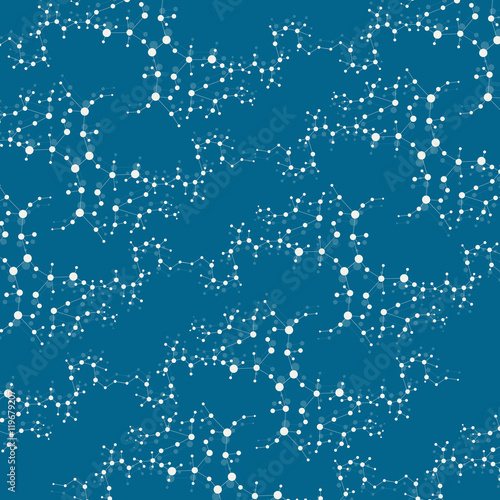 Structure molecule and communication Dna, atom, neurons. Science concept for your design. Connected lines with dots. Medical, technology, chemistry, science background. Vector illustration.