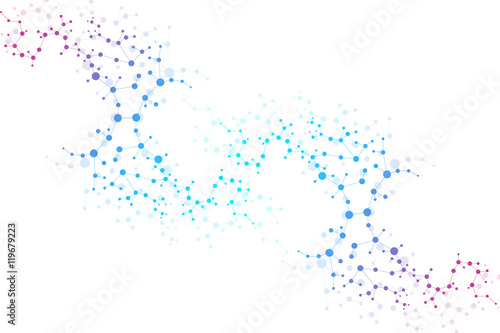 Structure molecule and communication Dna, atom, neurons. Science concept for your design. Connected lines with dots. Medical, technology, chemistry, science background. Vector illustration.