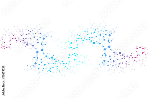 Structure molecule and communication Dna, atom, neurons. Science concept for your design. Connected lines with dots. Medical, technology, chemistry, science background. Vector illustration.