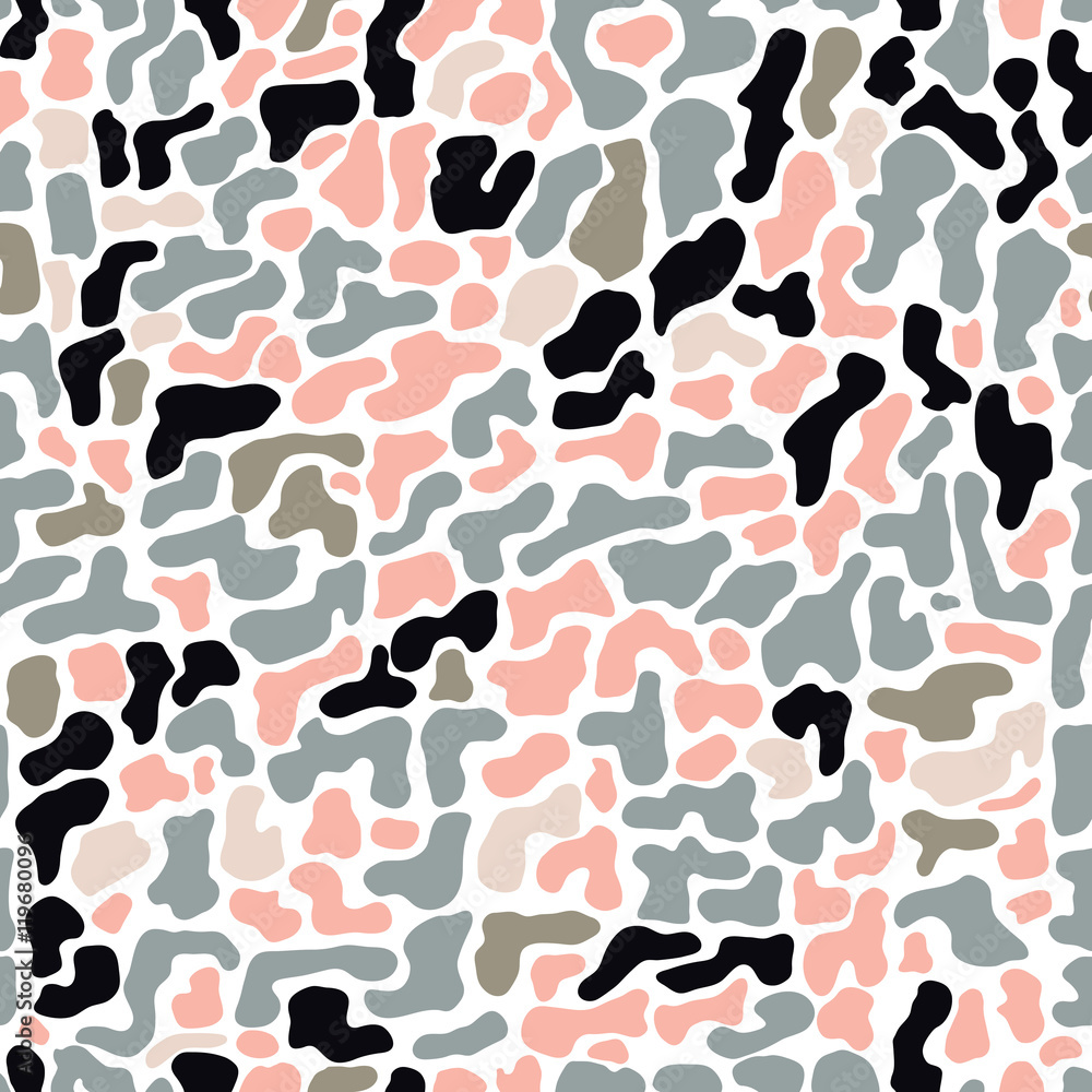 Fototapeta premium Seamless pattern with organic hand drawn rounded and stripe shap