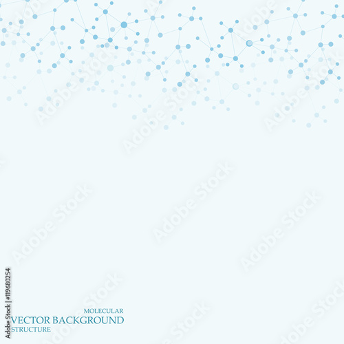 Structure molecule and communication Dna, atom, neurons. Science concept for your design. Connected lines with dots. Medical, technology, chemistry, science background. Vector illustration.