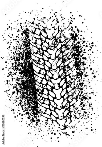 Vector trail design trace of the tyre in grunge style