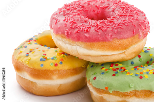 Donuts with sprinkles isolated