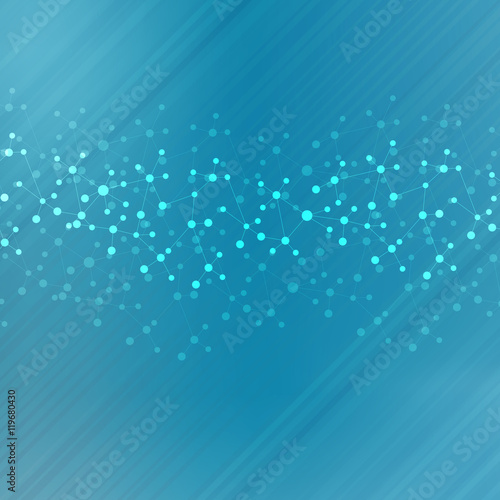 Structure molecule and communication Dna, atom, neurons. Science concept for your design. Connected lines with dots. Medical, technology, chemistry, science background. Vector illustration.