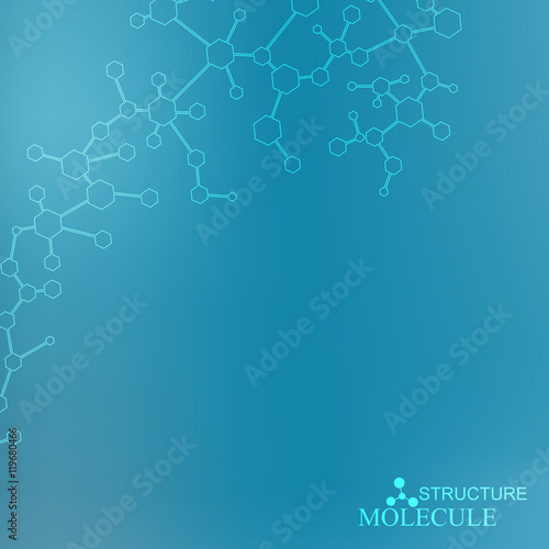 Structure molecule and communication Dna, atom, neurons. Science concept for your design. Connected lines with dots. Medical, technology, chemistry, science background. Vector illustration.
