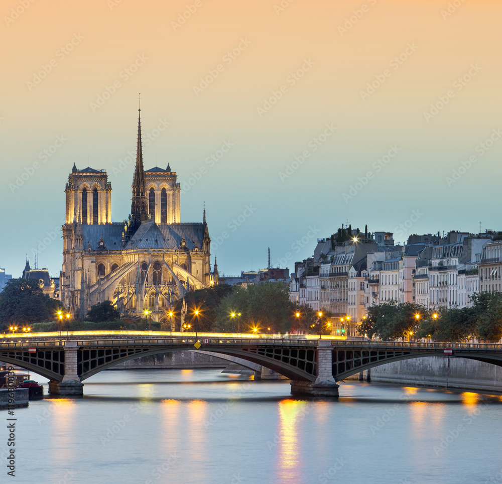 church Notre Dame de paris at night, Paris, France