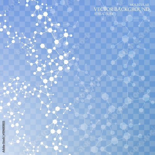 Structure molecule and communication Dna, atom, neurons. Science concept for your design. Connected lines with dots. Medical, technology, chemistry, science background. Vector illustration.