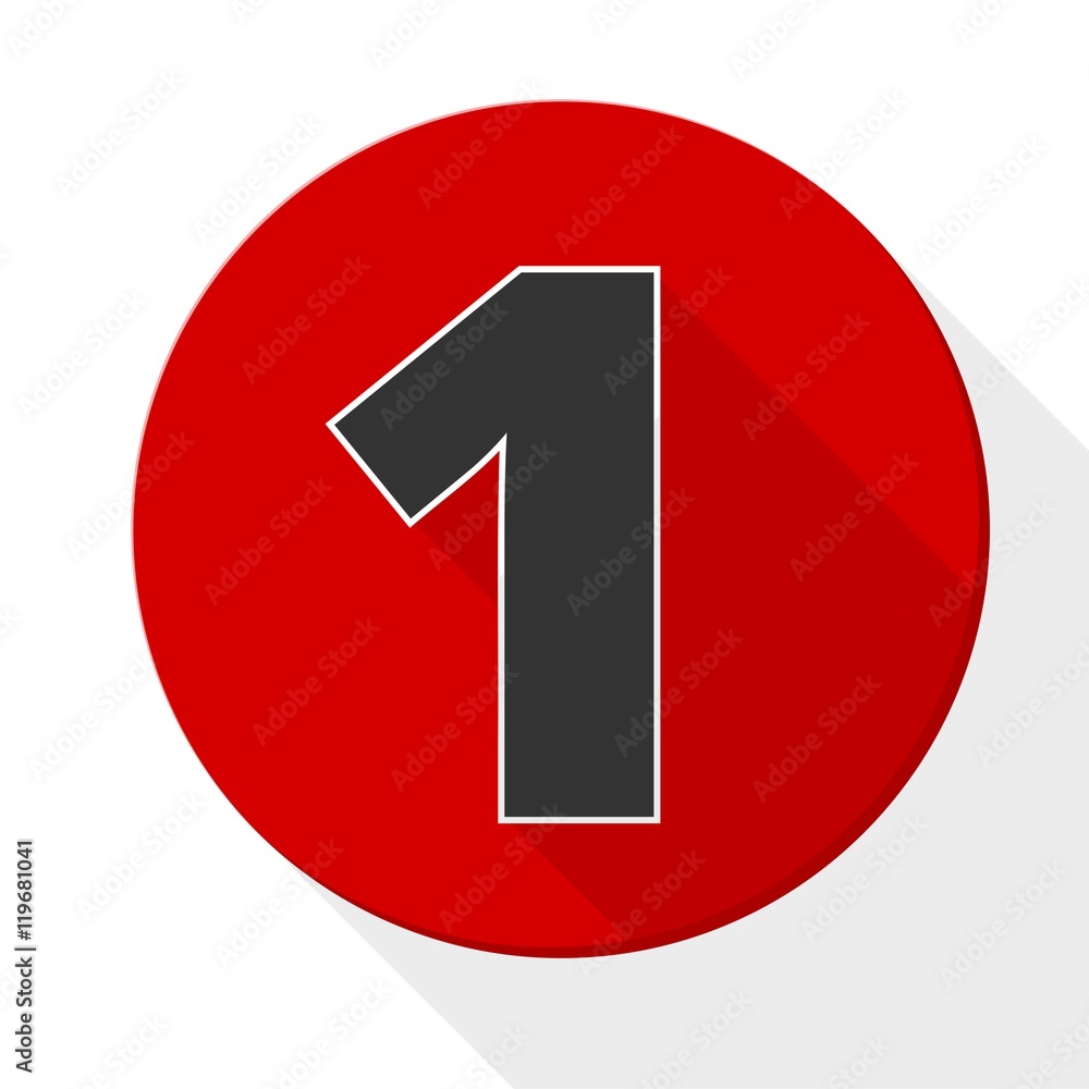 Red 1 flat icon button with long shadow Red 1 flat icon button with long shadow