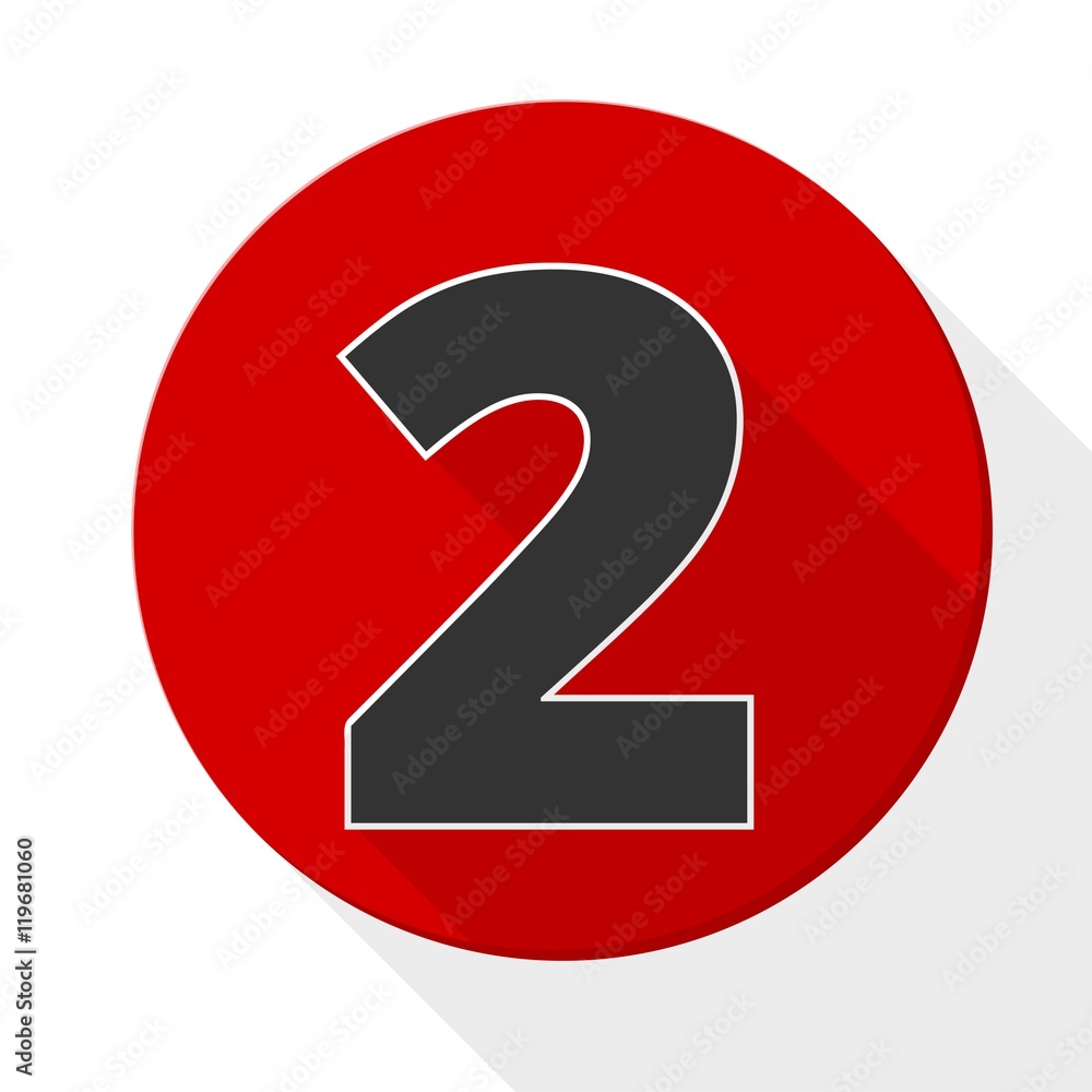Red 2 flat icon button with long shadow Red 2 flat icon button with long shadow