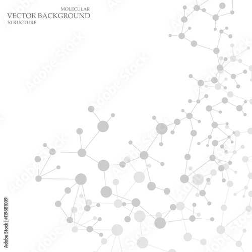 Structure molecule and communication Dna, atom, neurons. Science concept for your design. Connected lines with dots. Medical, technology, chemistry, science background. Vector illustration.