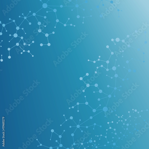 Structure molecule and communication Dna, atom, neurons. Science concept for your design. Connected lines with dots. Medical, technology, chemistry, science background. Vector illustration.