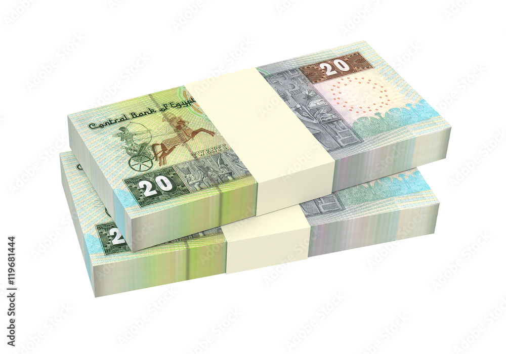Egyptian pounds isolated on white background. 3D illustration. Egyptian pounds isolated on white background. 3D illustration.