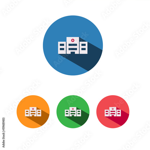Icono de hospital sobre fondos de colores