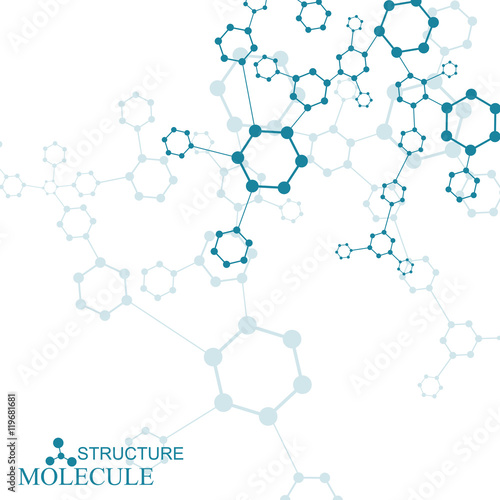 Structure molecule and communication Dna, atom, neurons. Science concept for your design. Connected lines with dots. Medical, technology, chemistry, science background. Vector illustration.
