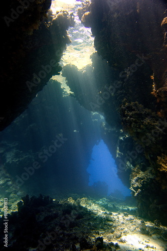 underwater cavern and caves