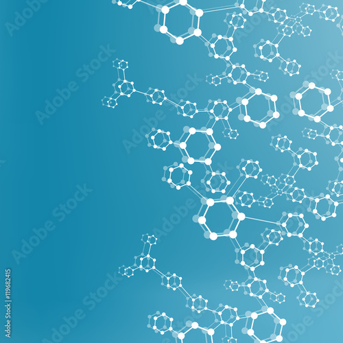 Structure molecule and communication Dna, atom, neurons. Science concept for your design. Connected lines with dots. Medical, technology, chemistry, science background. Vector illustration.