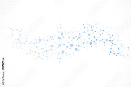 Structure molecule and communication Dna, atom, neurons. Science concept for your design. Connected lines with dots. Medical, technology, chemistry, science background. Vector illustration.