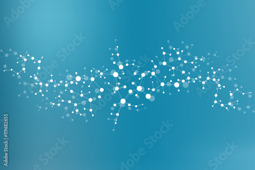 Structure molecule and communication Dna, atom, neurons. Science concept for your design. Connected lines with dots. Medical, technology, chemistry, science background. Vector illustration.