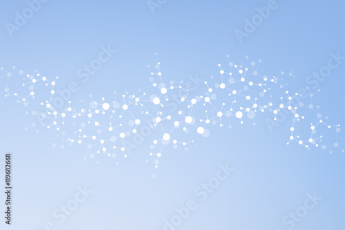 Structure molecule and communication Dna, atom, neurons. Science concept for your design. Connected lines with dots. Medical, technology, chemistry, science background. Vector illustration.