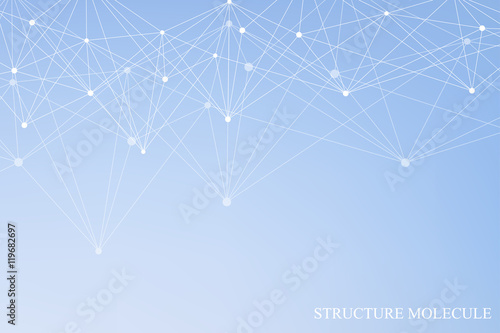Structure molecule and communication Dna, atom, neurons. Science concept for your design. Connected lines with dots. Medical, technology, chemistry, science background. Vector illustration.