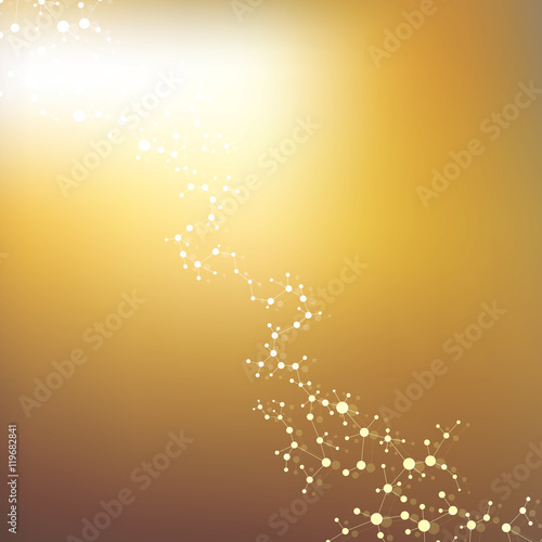 Structure molecule and communication Dna, atom, neurons. Science concept for your design. Connected lines with dots. Medical, technology, chemistry, science background. Vector illustration.