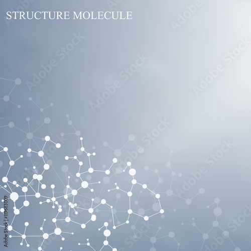Structure molecule and communication Dna, atom, neurons. Science concept for your design. Connected lines with dots. Medical, technology, chemistry, science background. Vector illustration.