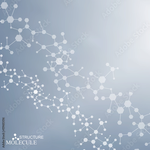 Structure molecule and communication Dna, atom, neurons. Science concept for your design. Connected lines with dots. Medical, technology, chemistry, science background. Vector illustration.