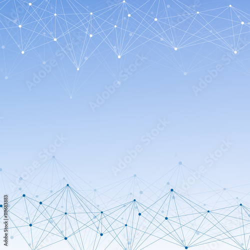 Structure molecule and communication Dna, atom, neurons. Science concept for your design. Connected lines with dots. Medical, technology, chemistry, science background. Vector illustration.