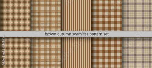 Brown autumn seamless pattern set