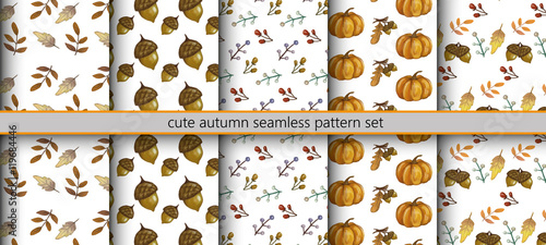 Cute autmn seamless pattern set