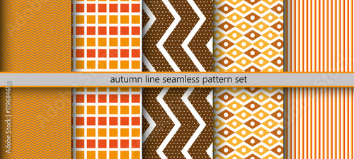 Autumn line seamless pattern set