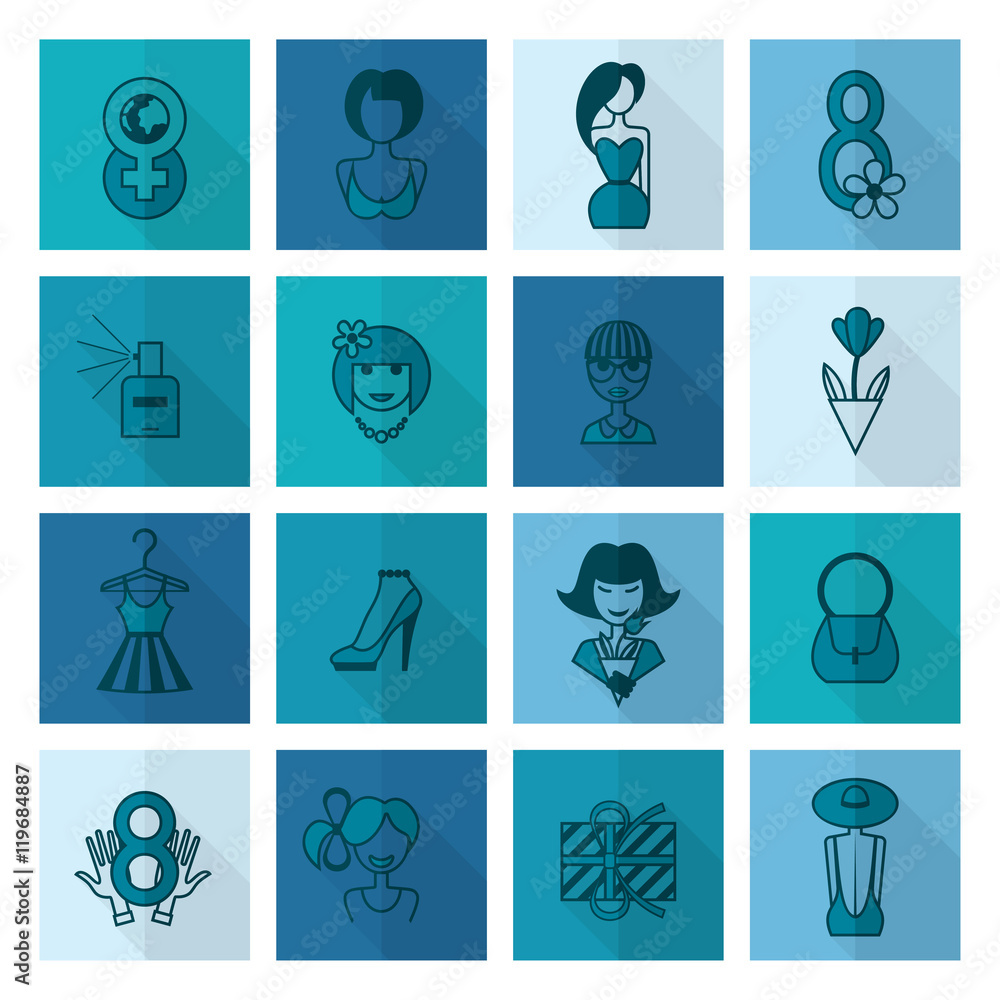 Womans Day Icon Set Womans Day Icon Set