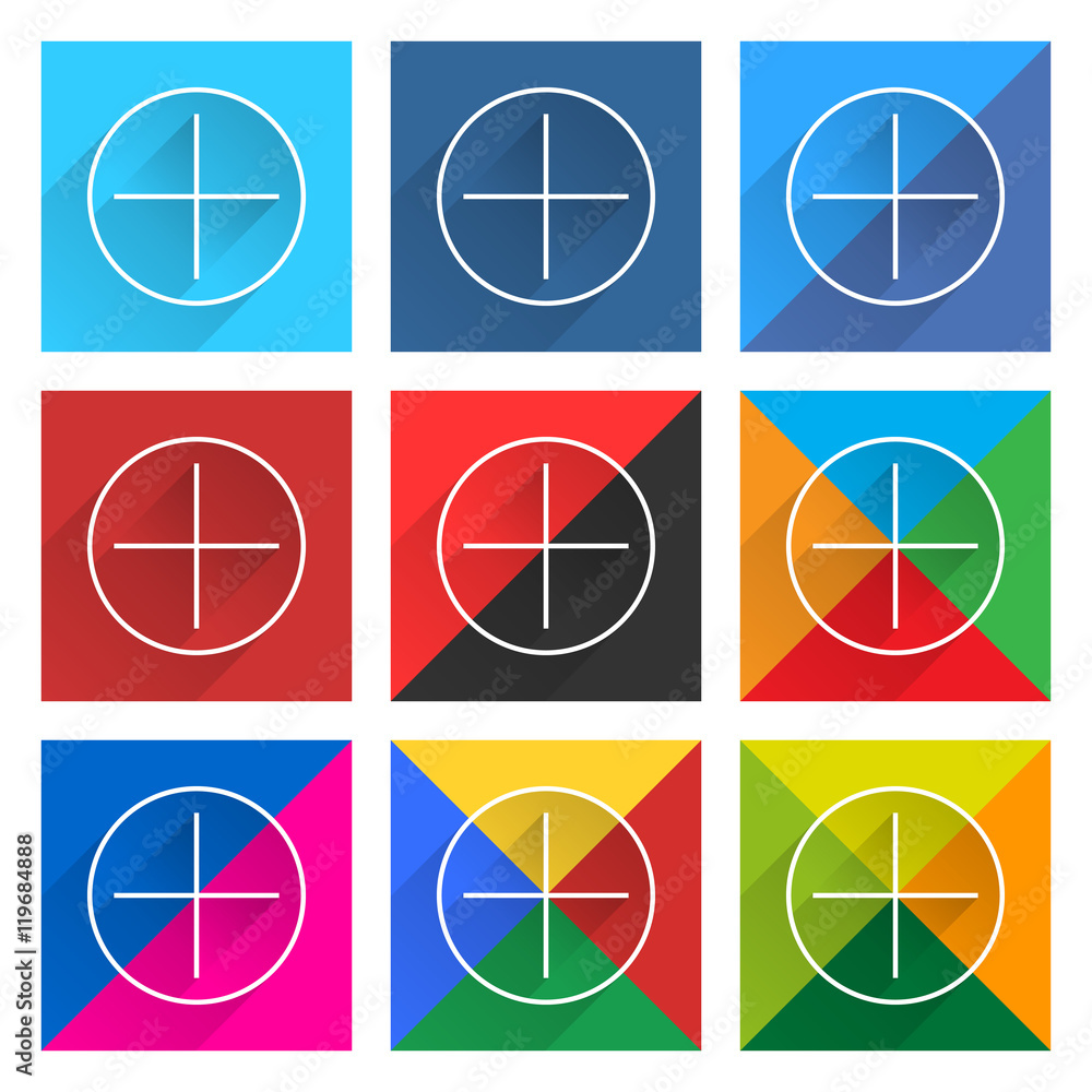Flat popular social network web square icon Flat popular social network web square icon