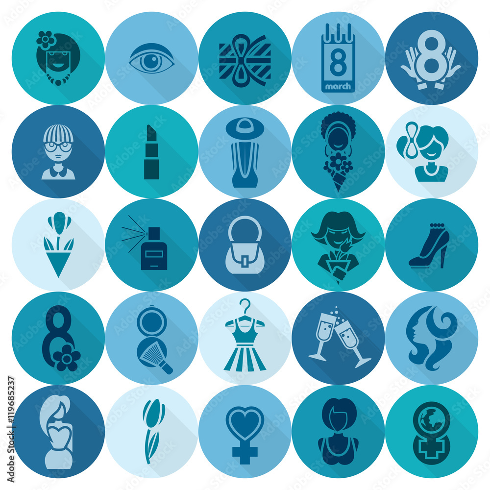 Womans Day Icon Set Womans Day Icon Set
