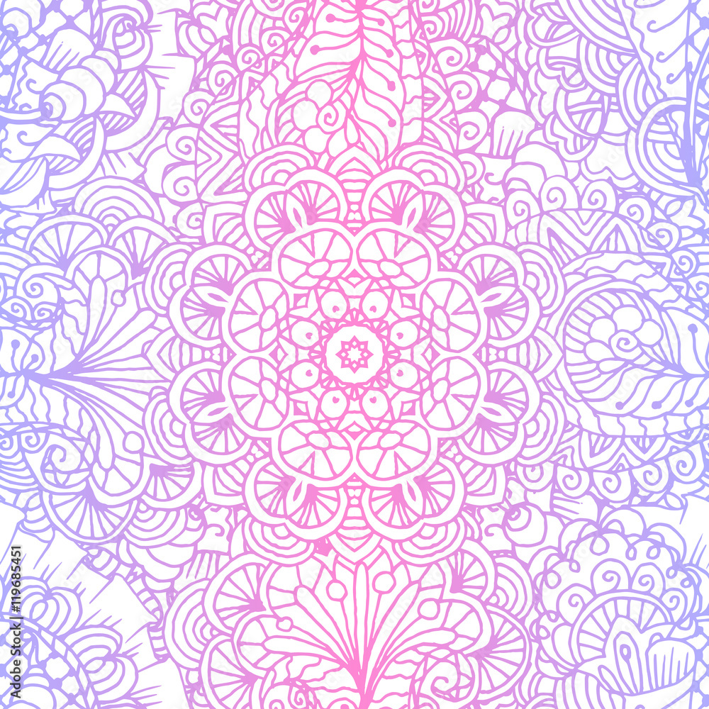 Tile pattern in doodle style. White, pink and blue trendy colors Tile pattern in doodle style. White, pink and blue trendy colors