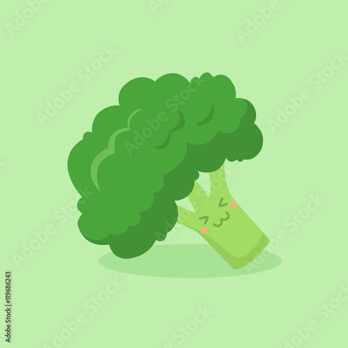 Cute Broccoli Vegetable Mascot Vector Illustration