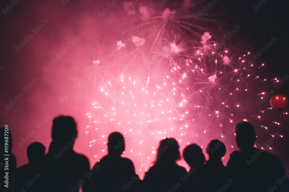 Crowd watching fireworks Crowd watching fireworks