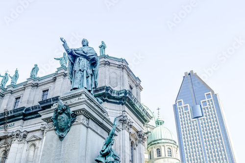 Mary Queen of the World Cathedral and 1000 de la Gauchetiere in Montreal, Quebec, Canada. photo