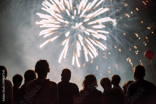 Crowd watching fireworks