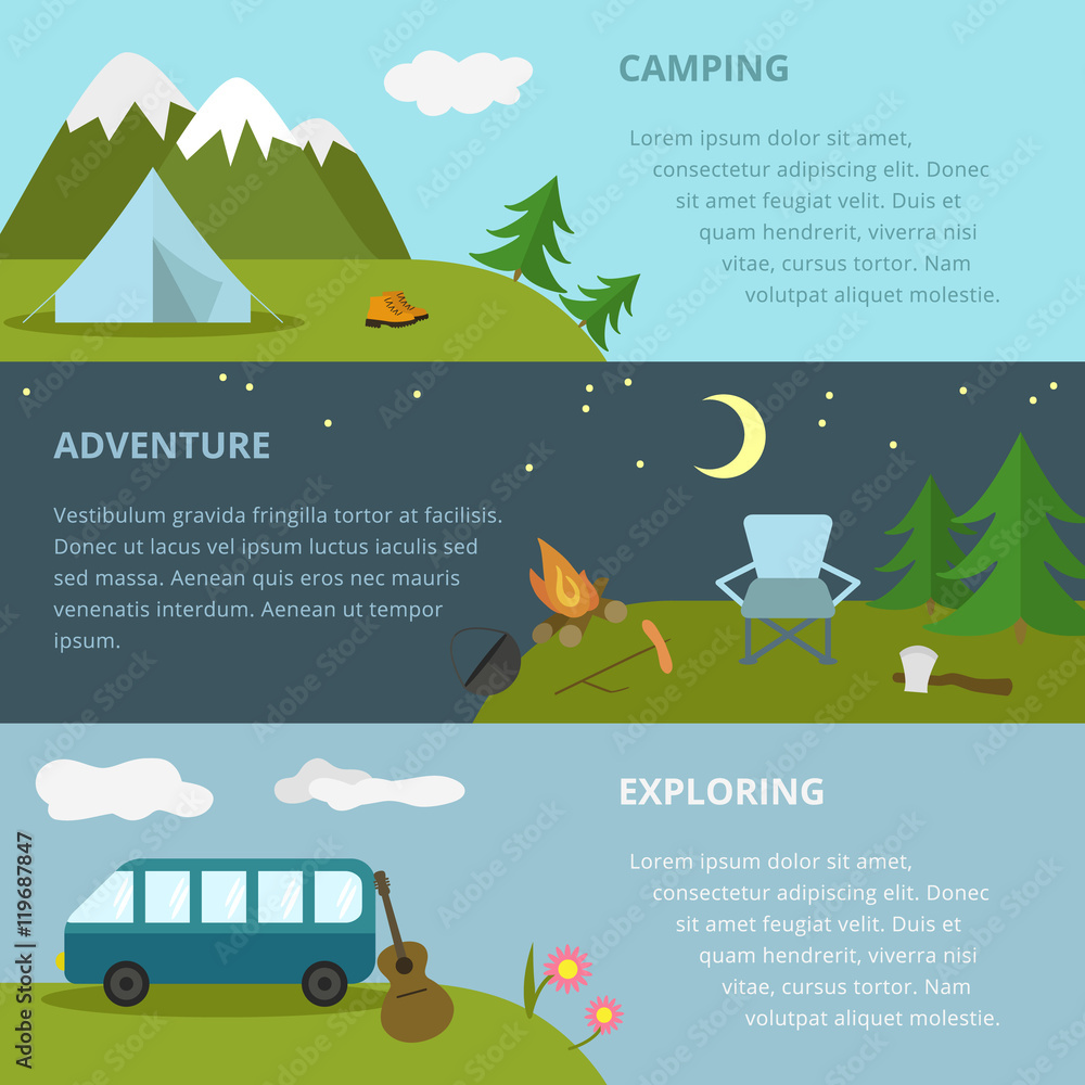 Naklejka premium Camping template, concept.