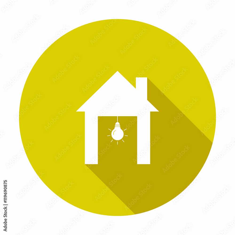 Light bulb icon with house. Light bulb icon with house.