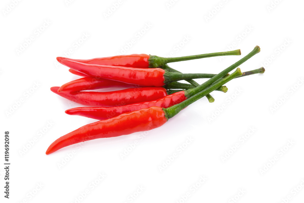 Red chili pepper on white background