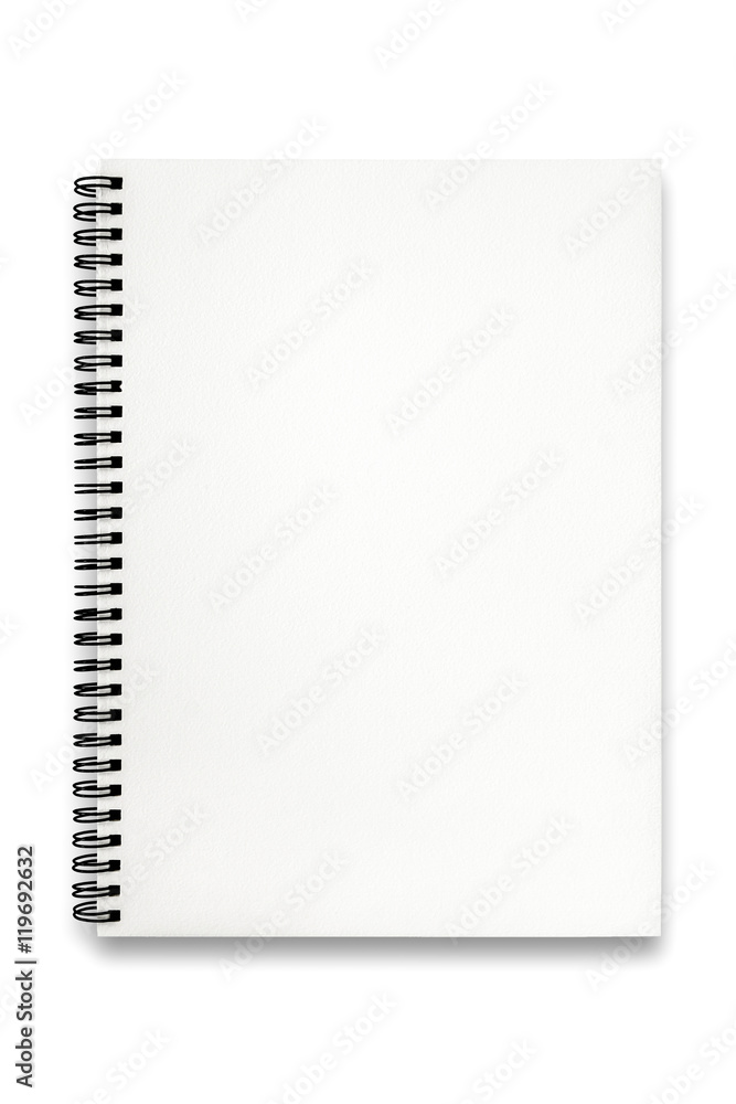 Open blank sketchbook on white background Open blank sketchbook on white background