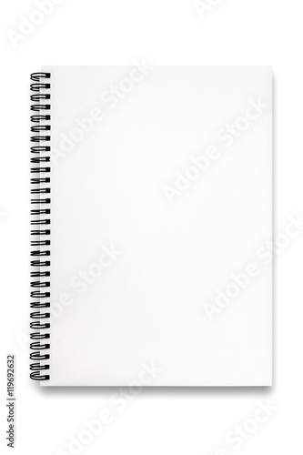 Open blank sketchbook on white background