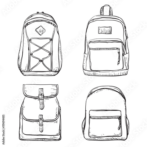 Set of different types backpacks