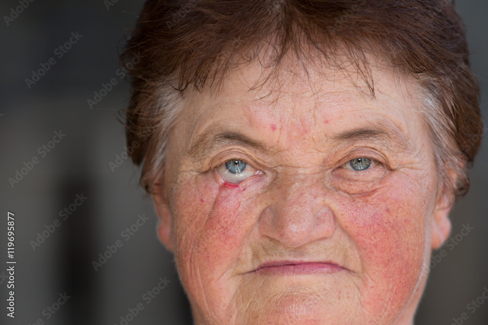 Portrait of a retired woman, sick old woman Portrait of a retired woman, sick old woman
