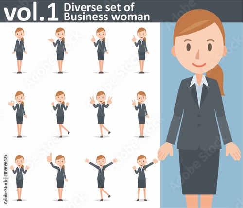 Diverse set of business woman on white background vol.1