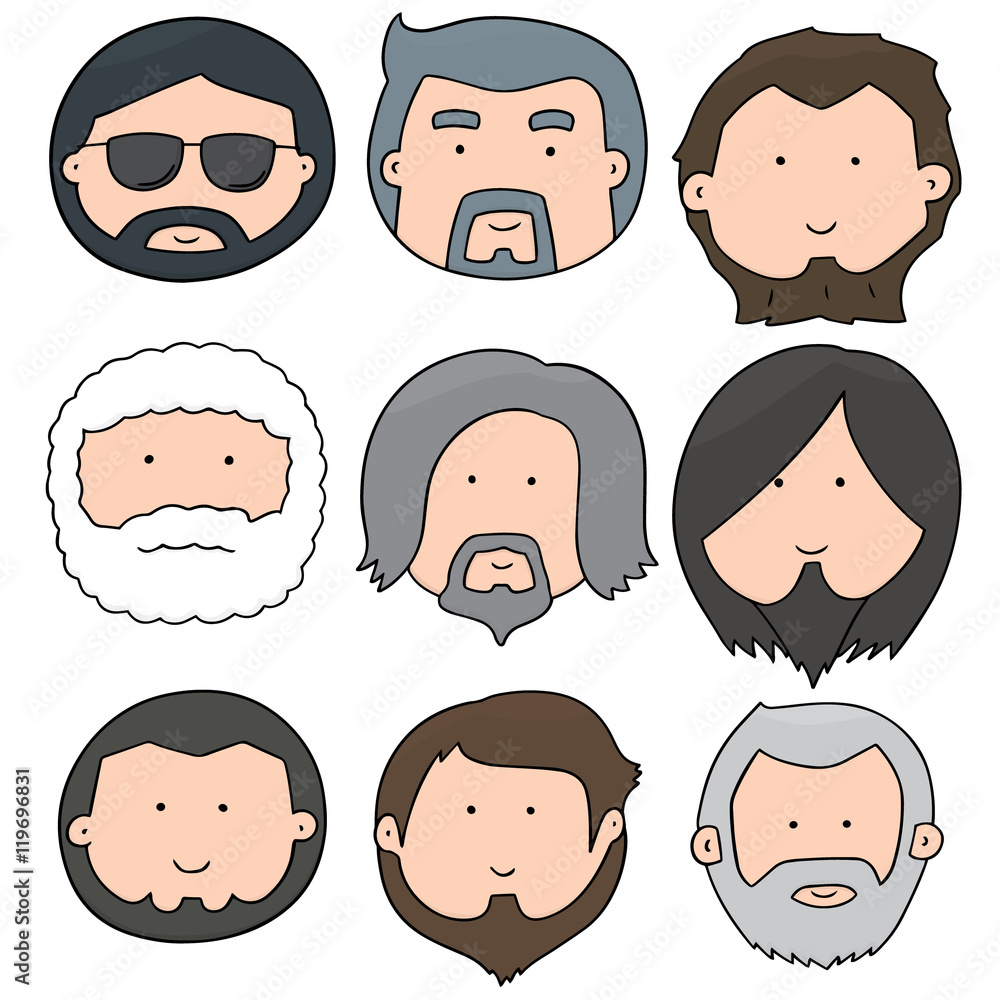 vector set of man with beard vector set of man with beard